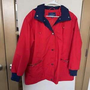 Mackintosh New England Women's XL Red Snap Up Hooded Lightweight Jacket